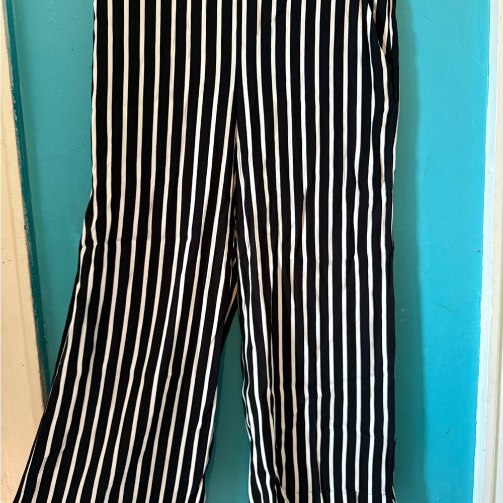 Loft Black and White Striped Pants
